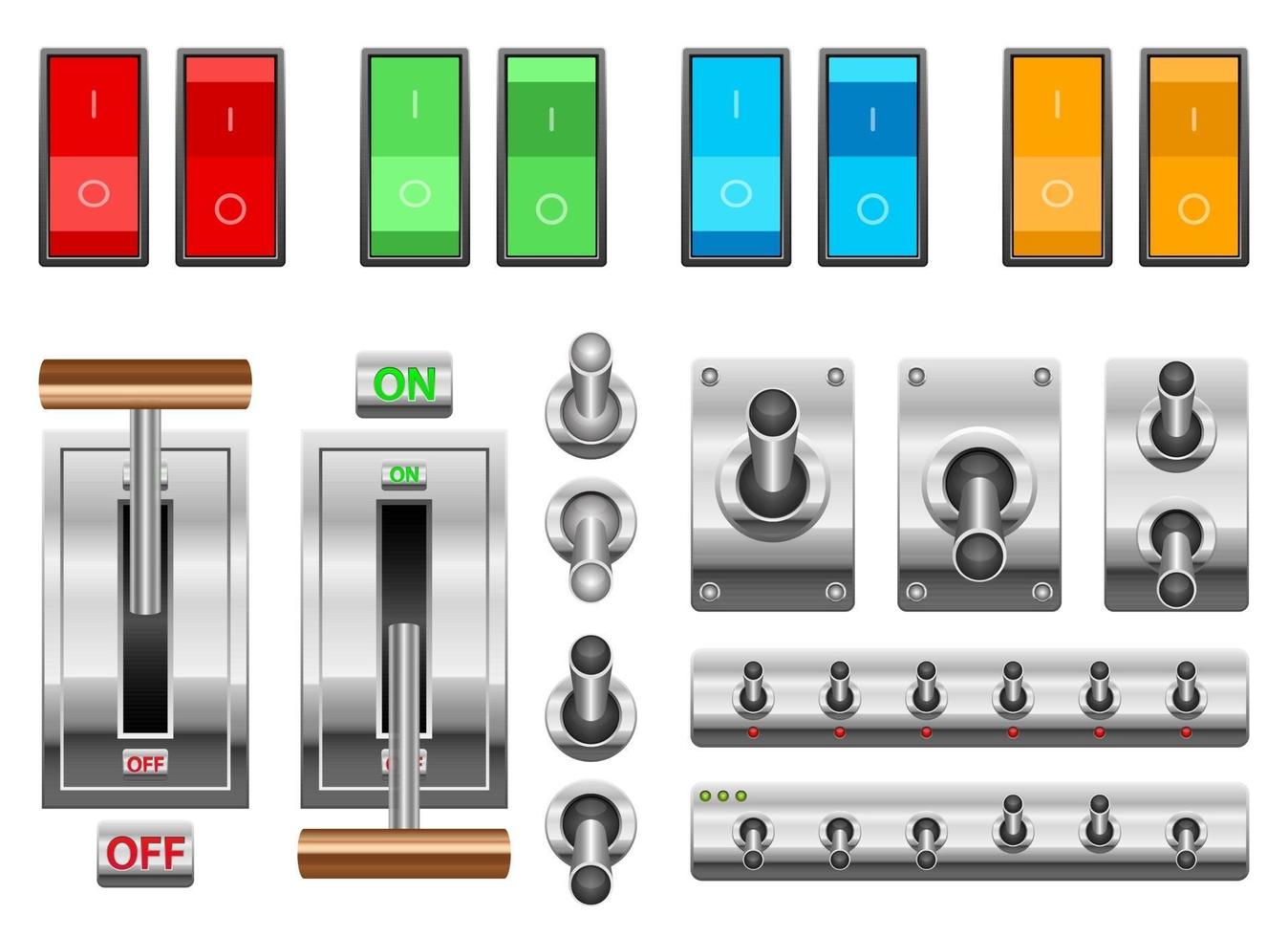 aan en uit schakelaar vector ontwerp illustratie set geïsoleerd op een witte achtergrond