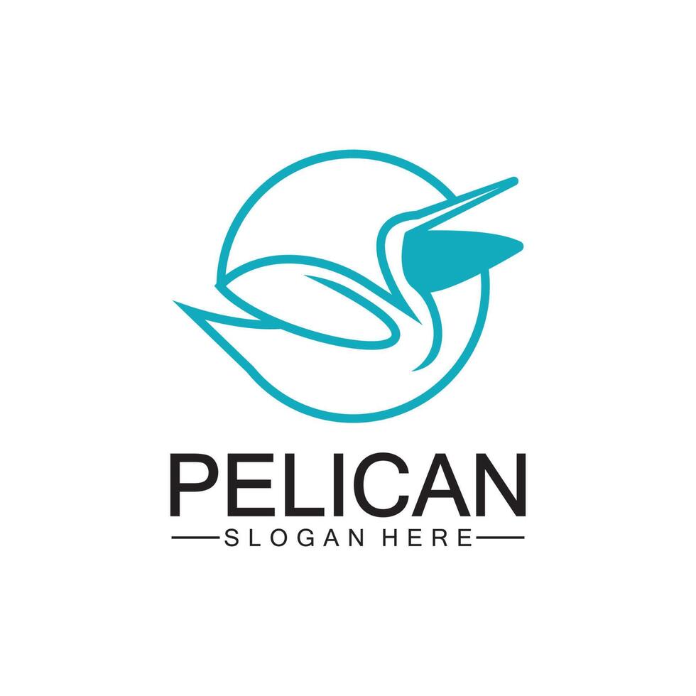 pelikaan vogel logo ontwerp, lijn kunst pelikaan vogel logo vector illustratie sjabloon