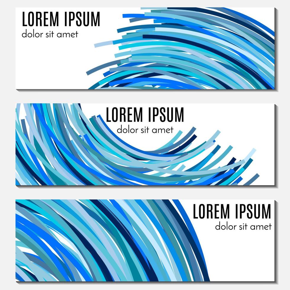 reeks van blauw abstract hoofd banners met gebogen lijnen en plaats voor tekst. vector achtergronden voor web ontwerp.