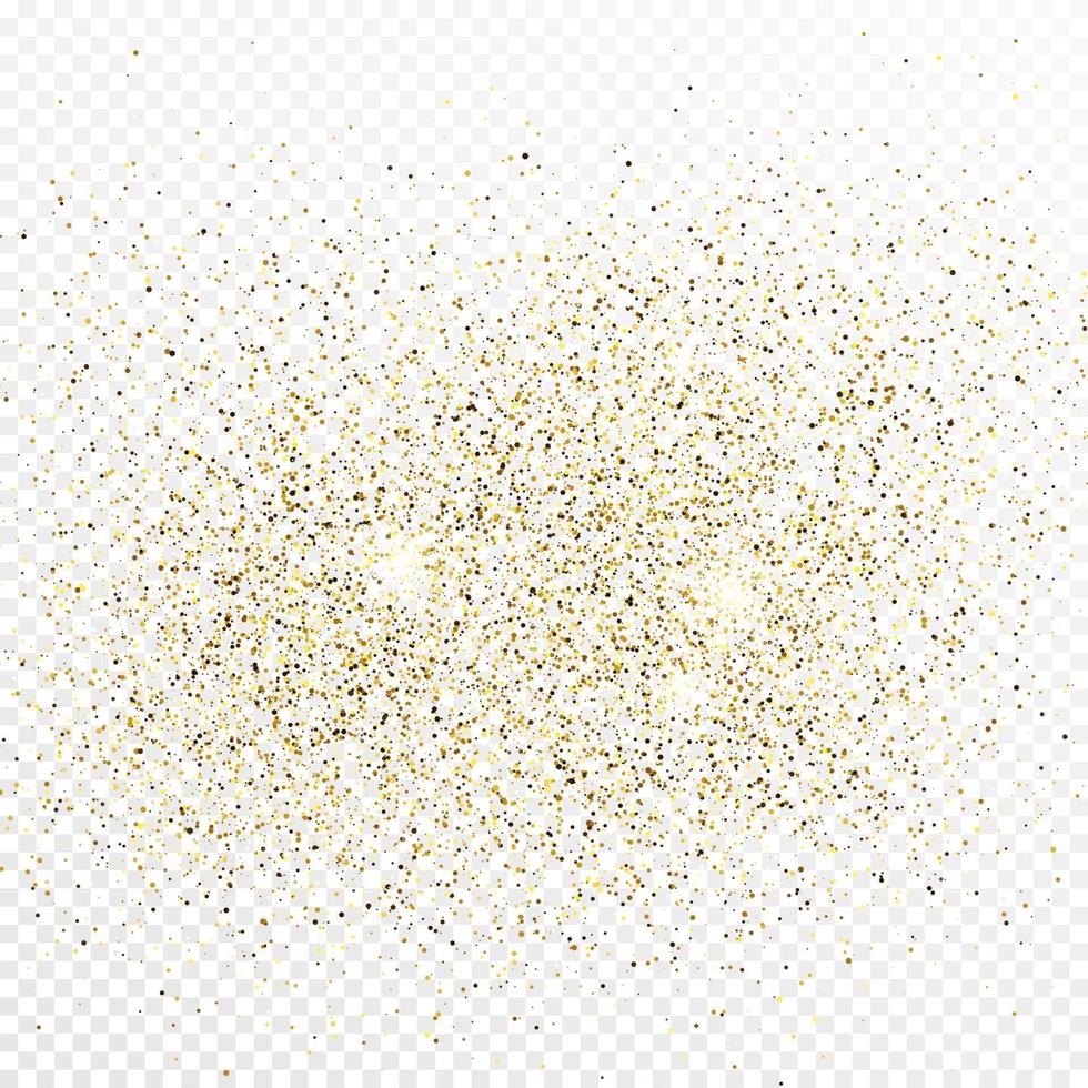 goud schitteren confetti backdrop geïsoleerd Aan wit transparant achtergrond. feestelijk structuur met schijnend licht effect. vector illustratie.