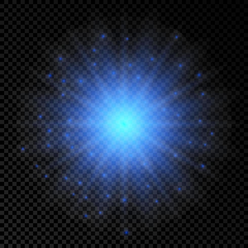 licht effect van lens fakkels. blauw gloeiend lichten starburst Effecten met sparkles vector