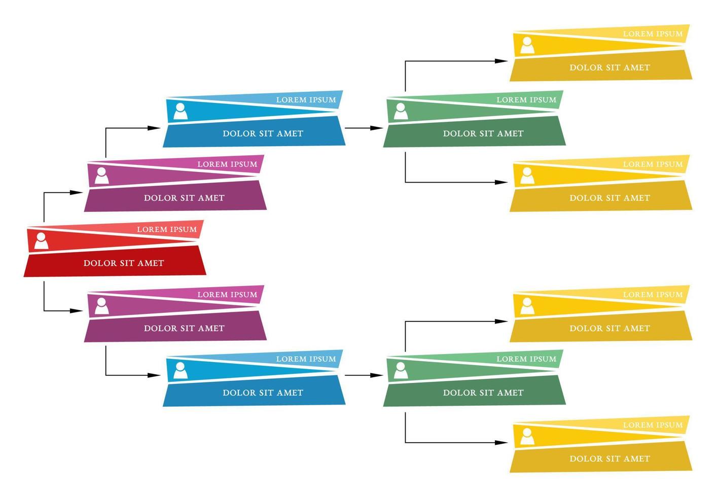 kleurrijk bedrijf structuur concept, zakelijke organisatie tabel regeling met mensen pictogrammen. vector illustratie.