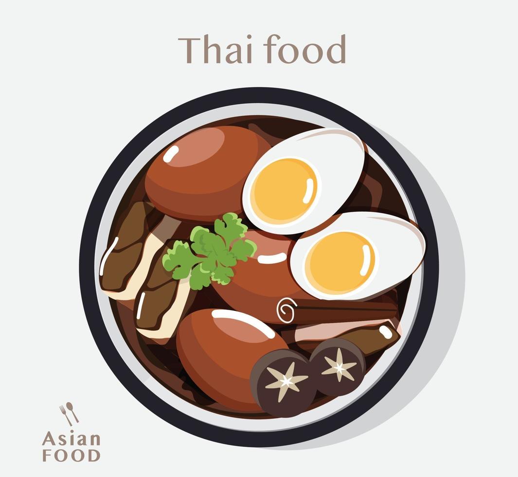 Thais eten gestoofd varkensvlees en eieren vectorillustratie vector