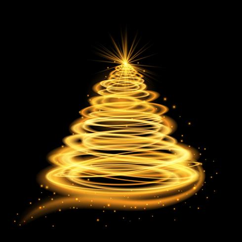 Gouden gloeiende kerstboom vector