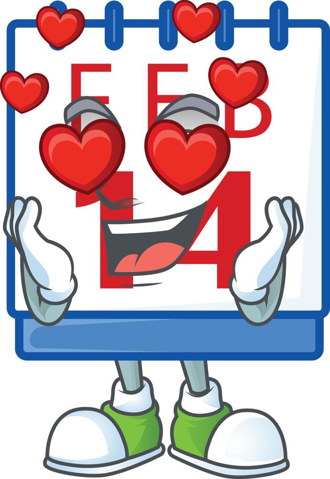 14e Valentijn kalender tekenfilm karakter stijl vector