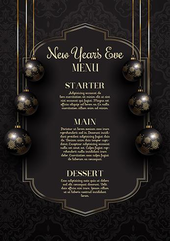 Luxueus elegant oudejaarsavondmenu vector