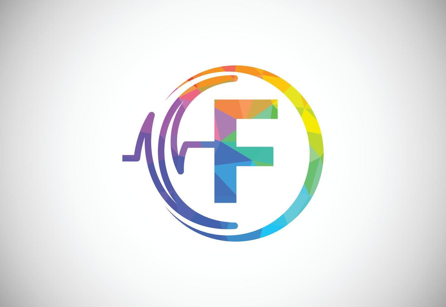 eerste laag poly f alfabet met Gezondheid pols. hartslag logo ontwerp. logo voor medisch of Gezondheid bedrijf vector