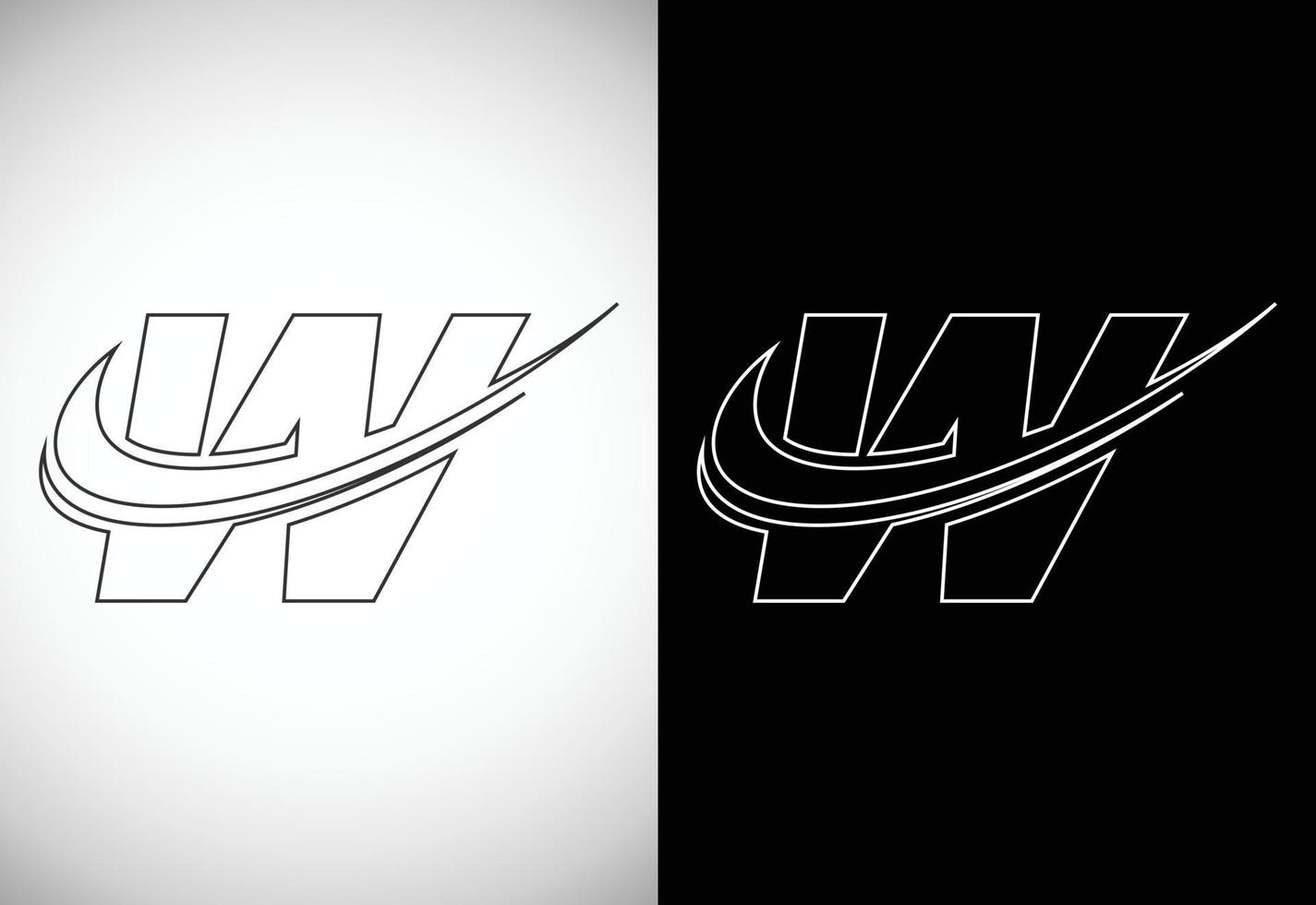 eerste brief w met een swoosh lijn kunststijl logo. modern vector logotype voor bedrijf en bedrijf identiteit.