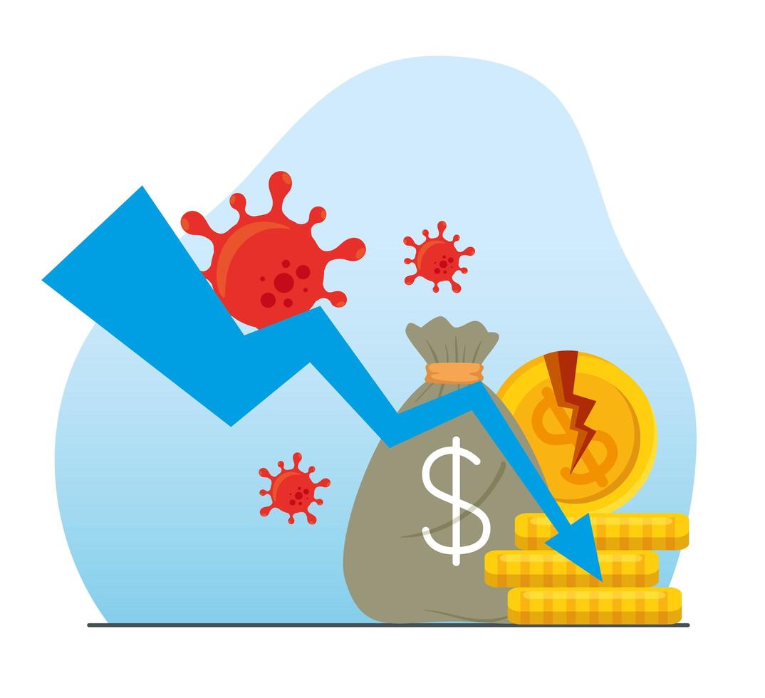 coronavirus economie ineenstorting concept vector