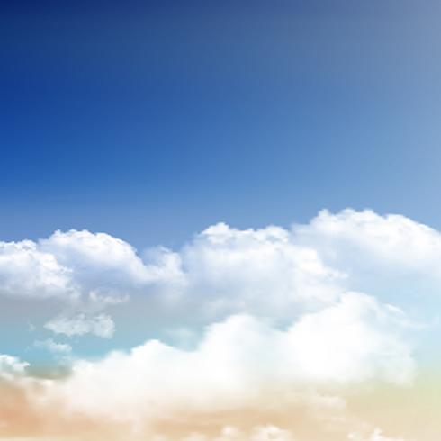 Realistische wolken op blauwe hemelachtergrond vector