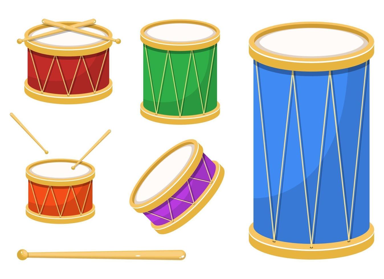 stijlvolle drum vector illustratie ontwerpset geïsoleerd op een witte achtergrond