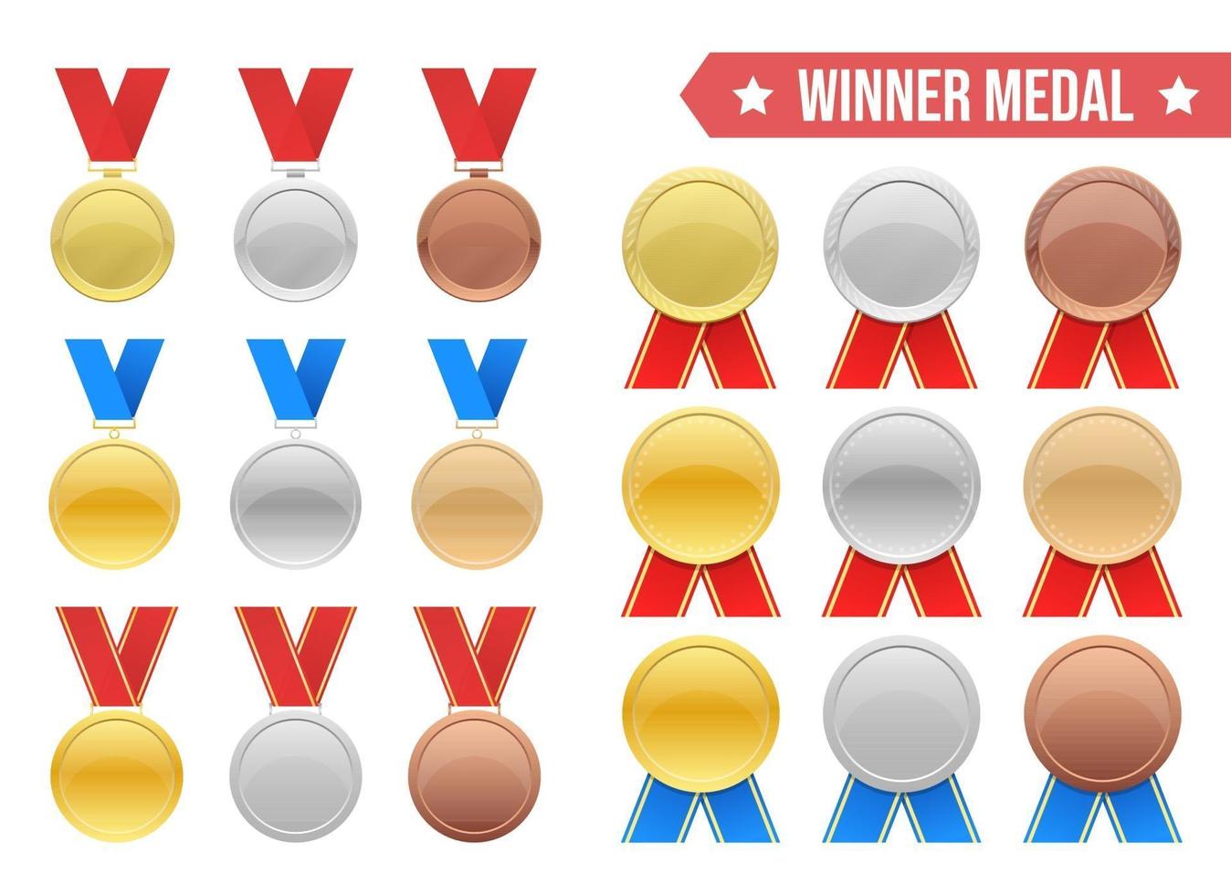 winnaar medaille vector ontwerp illustratie set geïsoleerd op een witte achtergrond