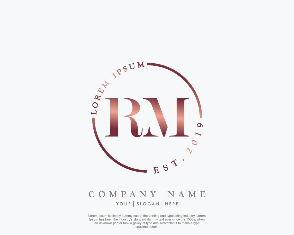 eerste rm vrouwelijk logo schoonheid monogram en elegant logo ontwerp, handschrift logo van eerste handtekening, bruiloft, mode, bloemen en botanisch met creatief sjabloon vector