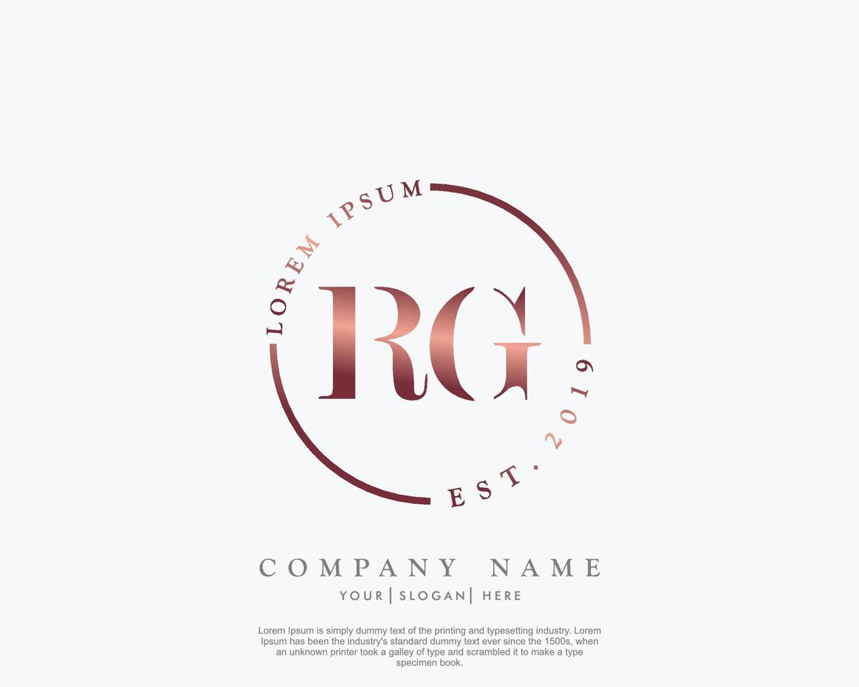 eerste rg vrouwelijk logo schoonheid monogram en elegant logo ontwerp, handschrift logo van eerste handtekening, bruiloft, mode, bloemen en botanisch met creatief sjabloon vector