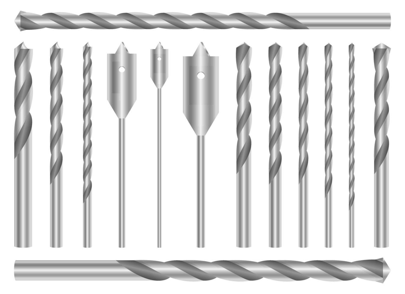 metalen boor set vector illustratie ontwerpset geïsoleerd op een witte achtergrond