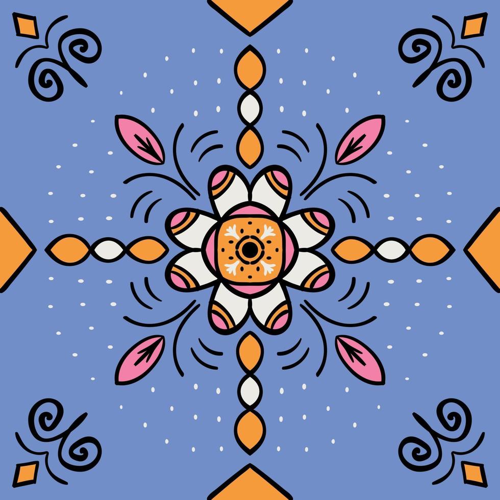 bloemen tegel. blauwe bloemen achtergrond vector