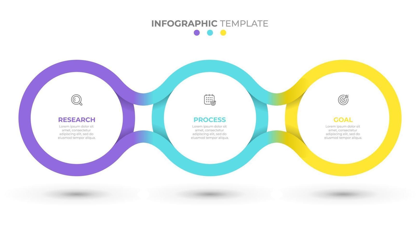 vector tijd regelsjabloon voor info afbeelding. bedrijfsconcept met 3 opties, stappen, pictogrammen. creatieve cirkel ontwerpelementen.