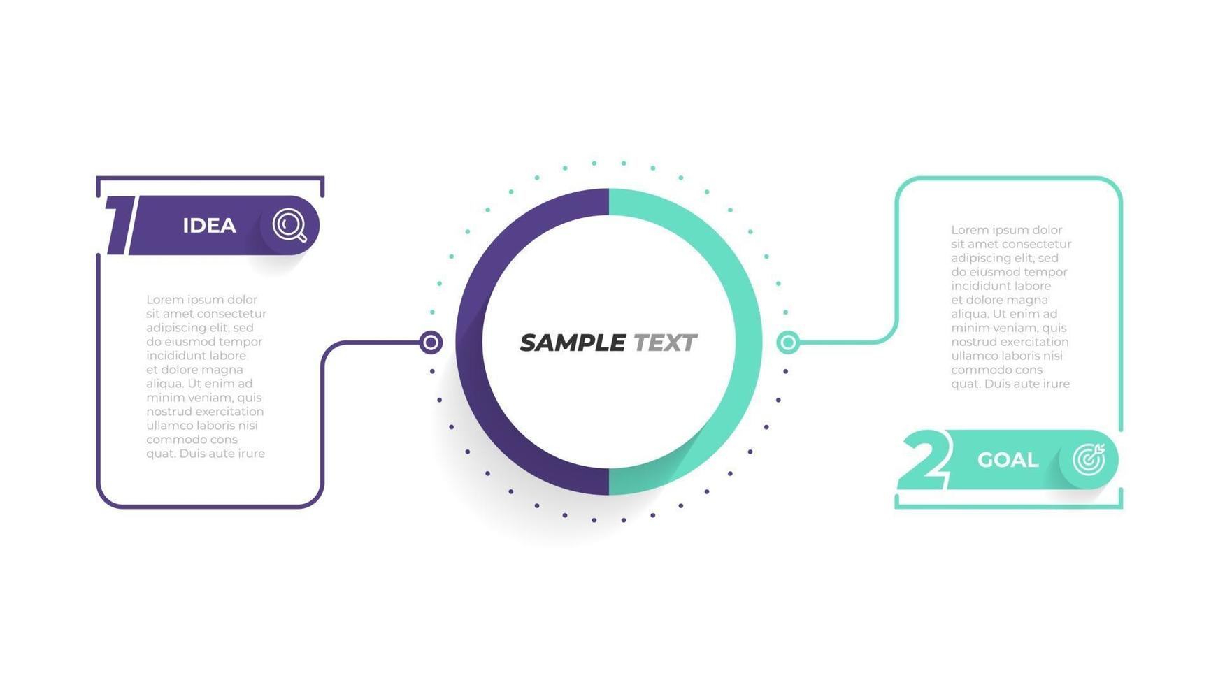 dunne lijn platte element ontwerpsjabloon met nummer en marketing pictogrammen. bedrijfsconcept met 2 stappen, opties, processen. vector illustratie.