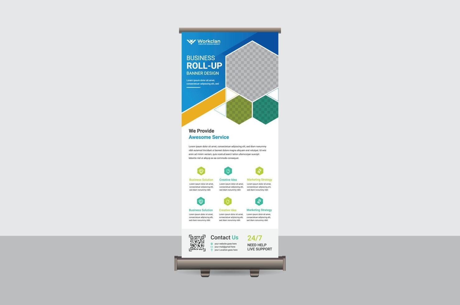 abstract kleurrijk oprollen banner vector ontwerpsjabloon