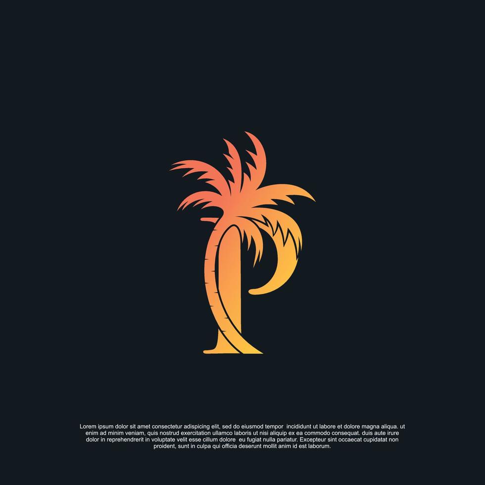logo ontwerp met combinatie brief p palm logo premie vector