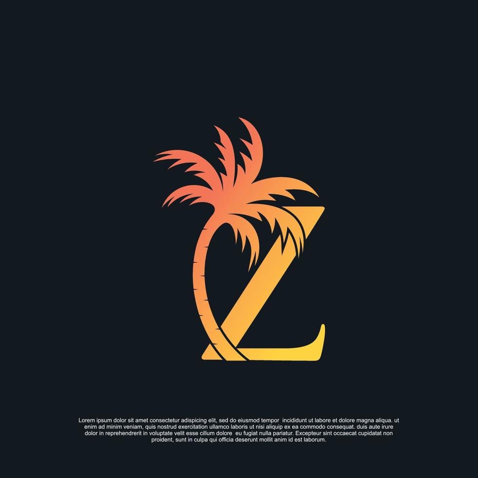 logo ontwerp met combinatie brief z palm logo premie vector