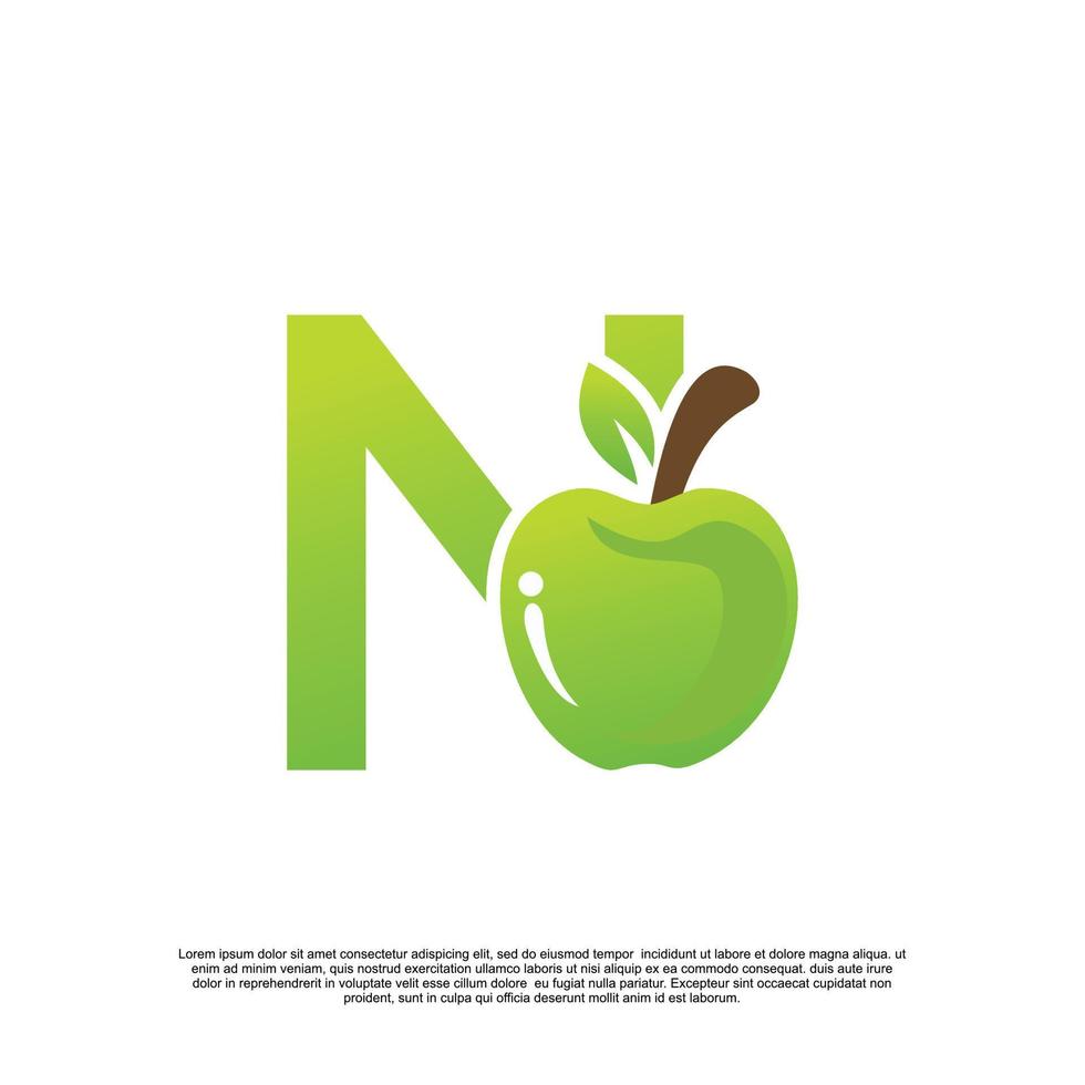 brief n logo ontwerp met fruit sjabloon vers logo premie vector