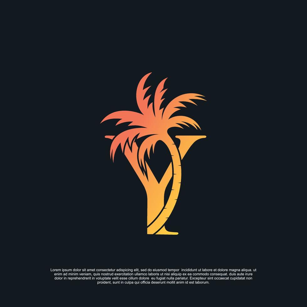 logo ontwerp met combinatie brief y palm logo premie vector