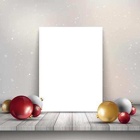 Leeg canvas op houten lijst met Kerstmissnuisterijen vector