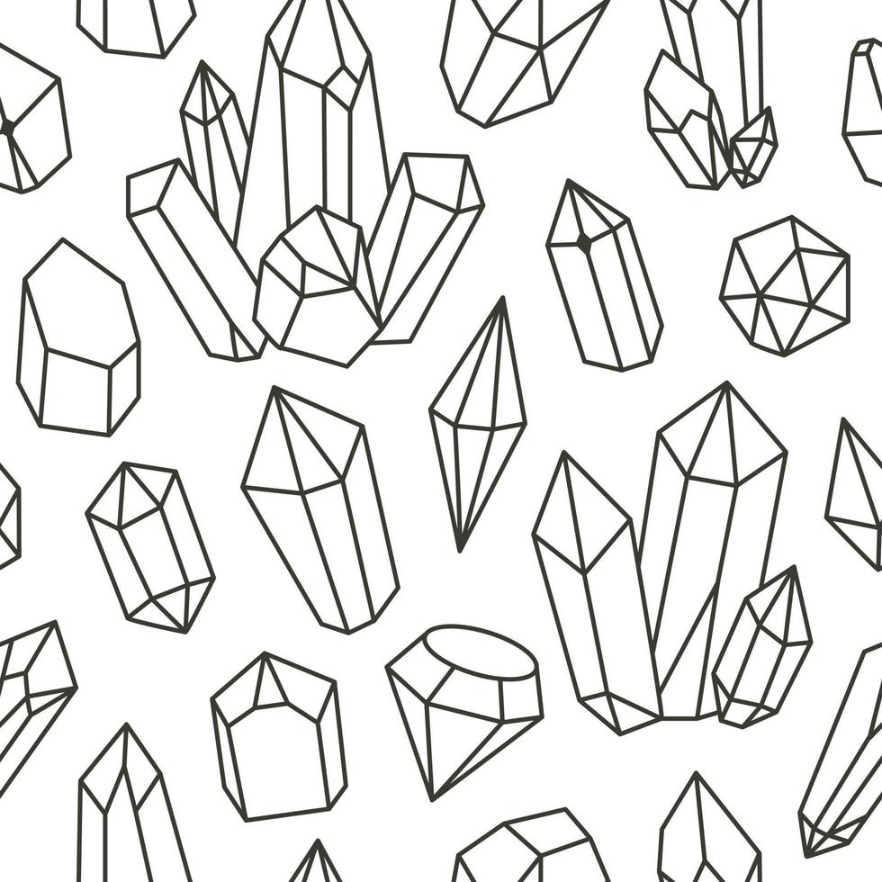 diamant doodle vector patroon. naadloze mode trendy achtergrond. handgetekende edelstenen, diamanten