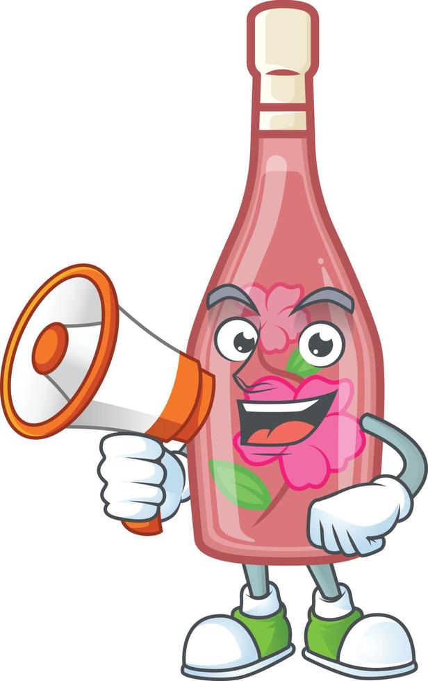 roze fles wijn tekenfilm karakter stijl vector