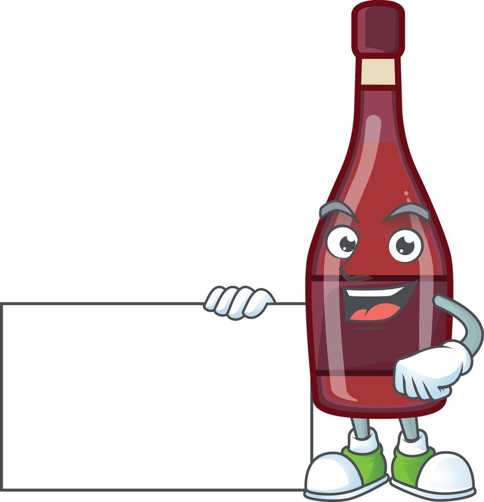 rood fles wijn tekenfilm karakter stijl vector