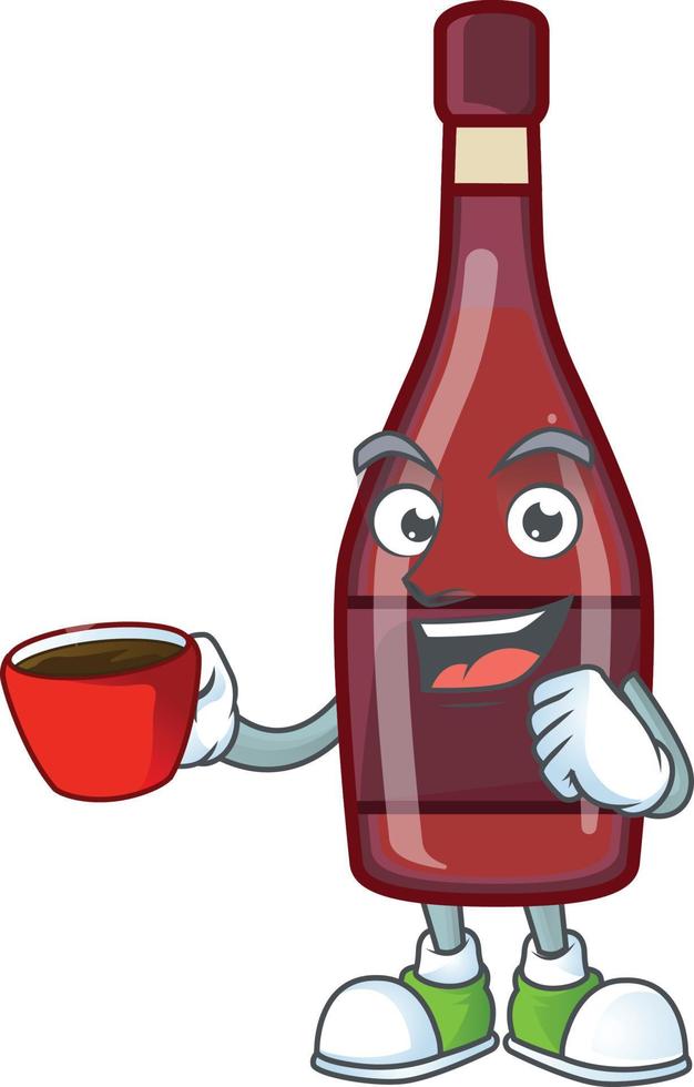 rood fles wijn tekenfilm karakter stijl vector