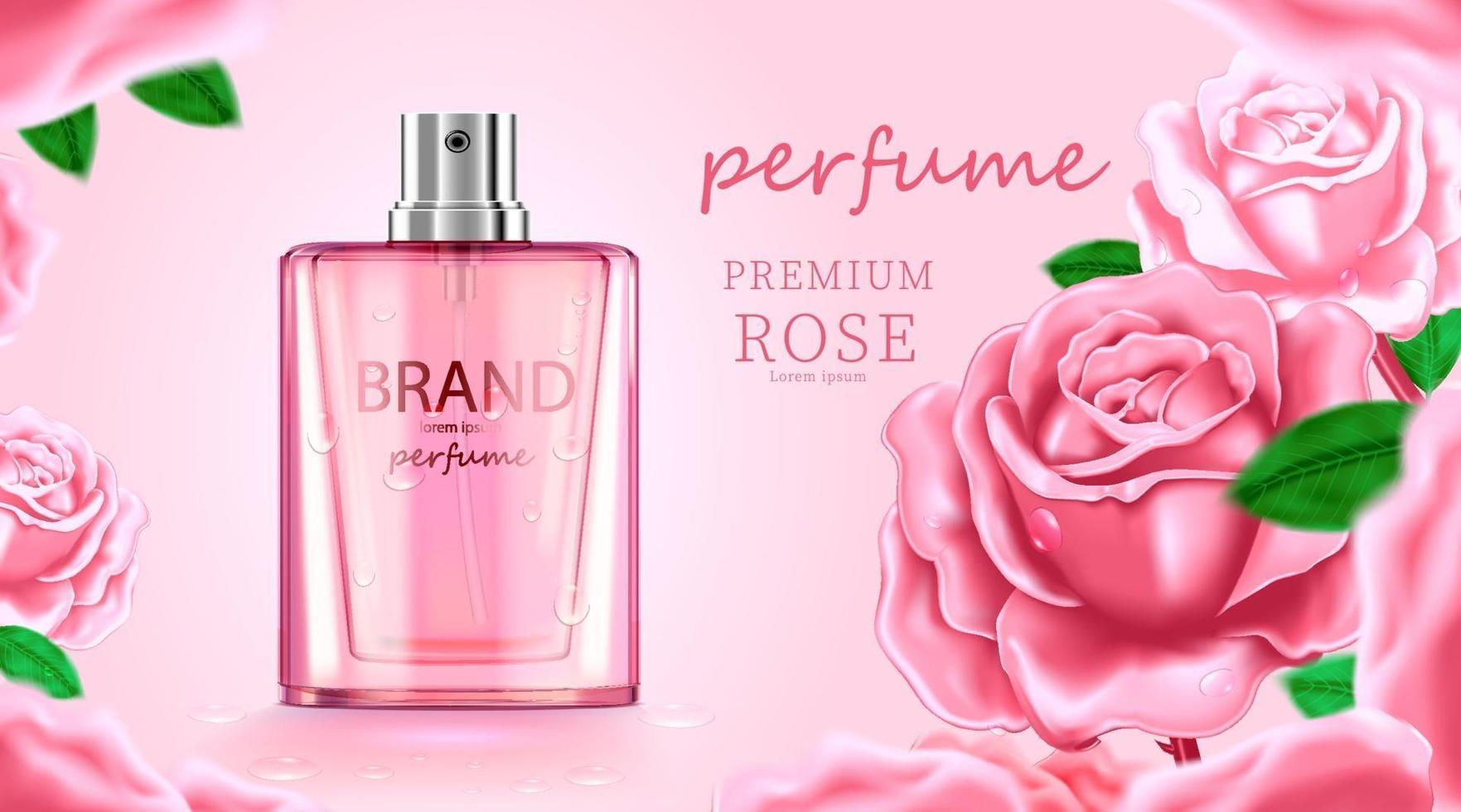 luxe cosmetische fles pakket huidverzorgingscrème, schoonheid cosmetische product poster, met roze en roze kleur achtergrond vector