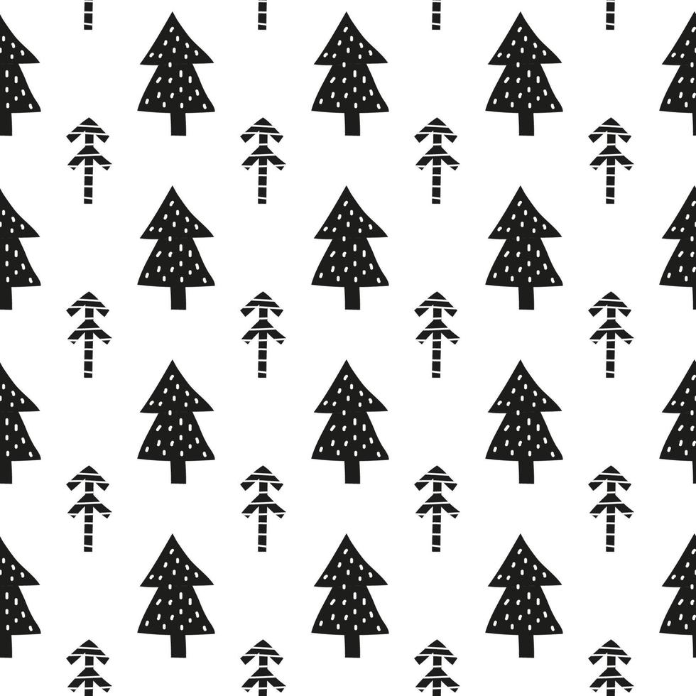 Scandinavisch naadloos patroon met tekening Spar bomen. vector