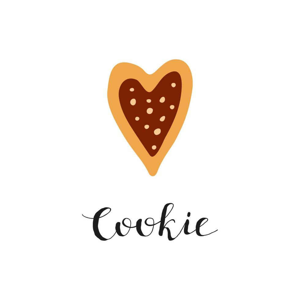 hart vormig koekje met chocola en belettering. vector