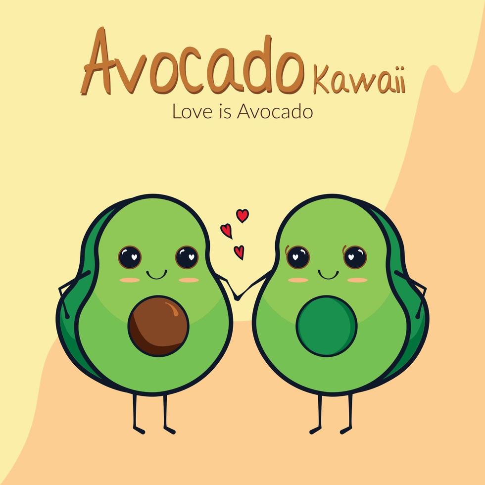 avocado kawaii, hou van avocado's vector