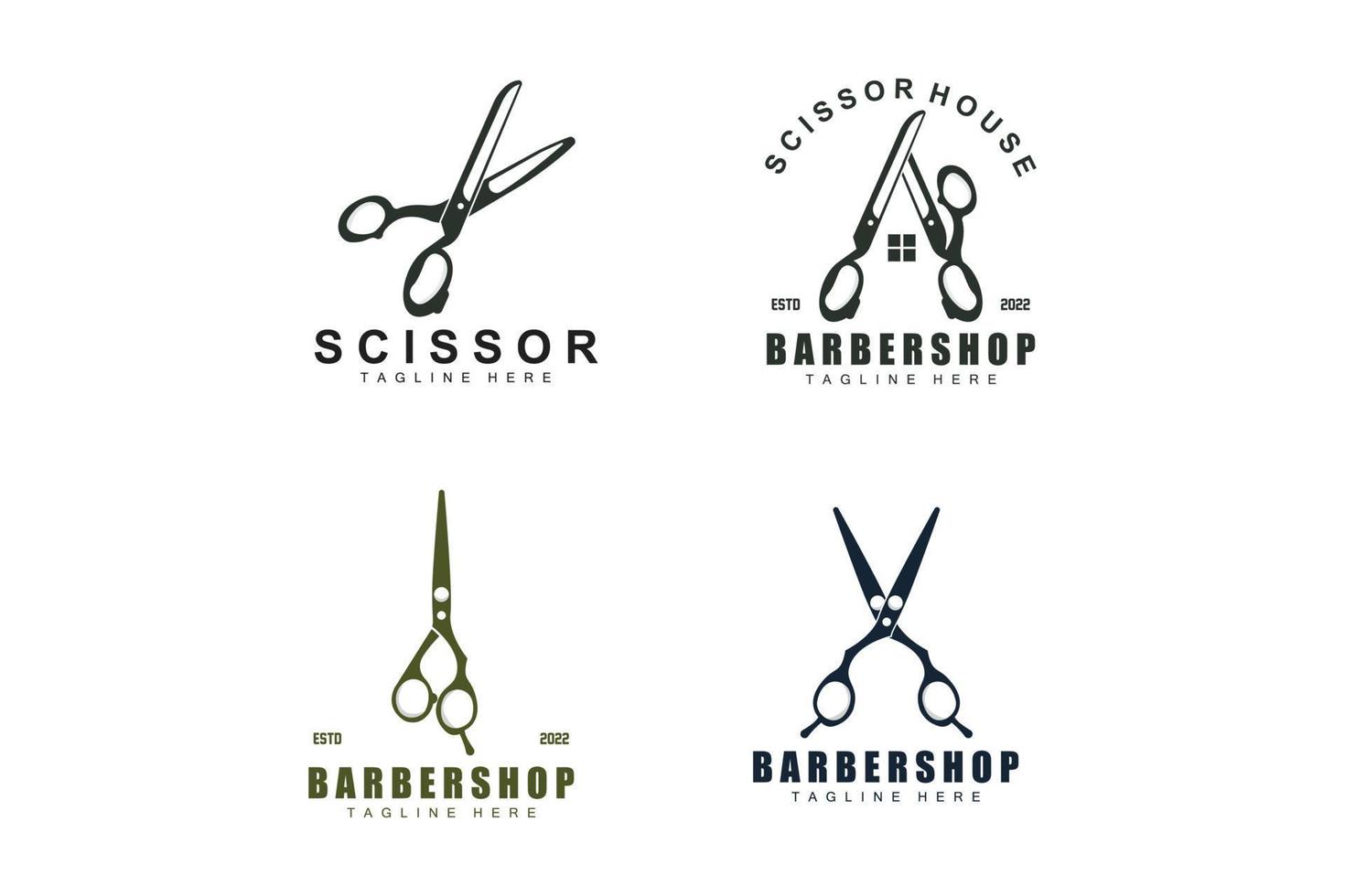 schaar logo ontwerp, kapperszaak scheerapparaat vector, babershop schaar merk illustratie vector