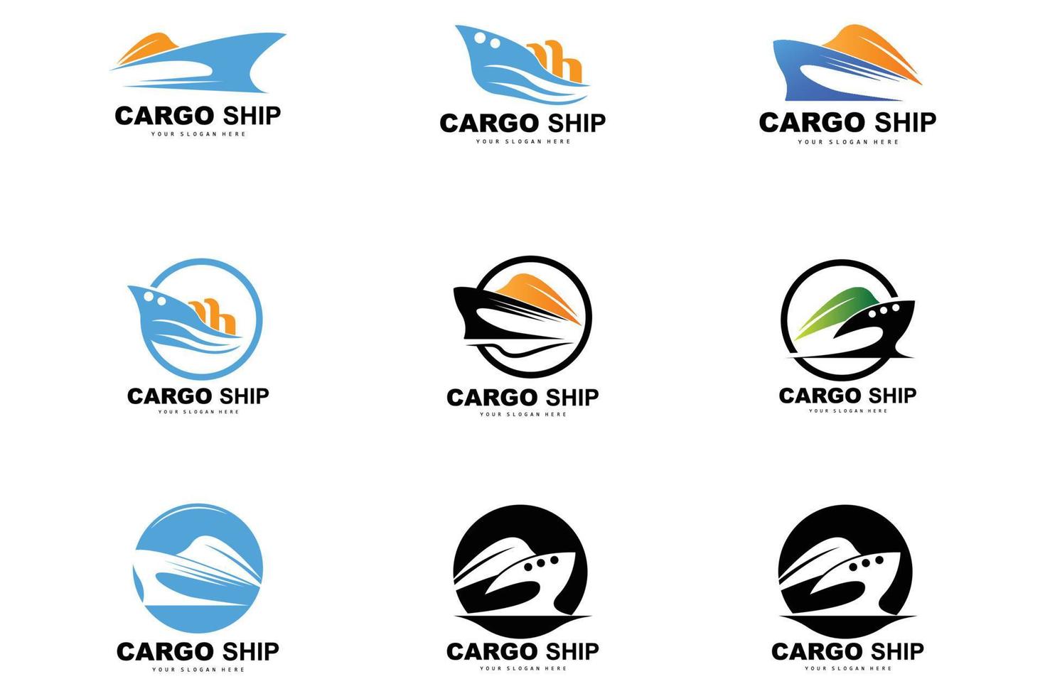 lading schip logo, snel lading schip vector, zeilboot, ontwerp voor schip fabricage bedrijf, waterweg het zeilen, marinier voertuigen, vervoer, logistiek vector