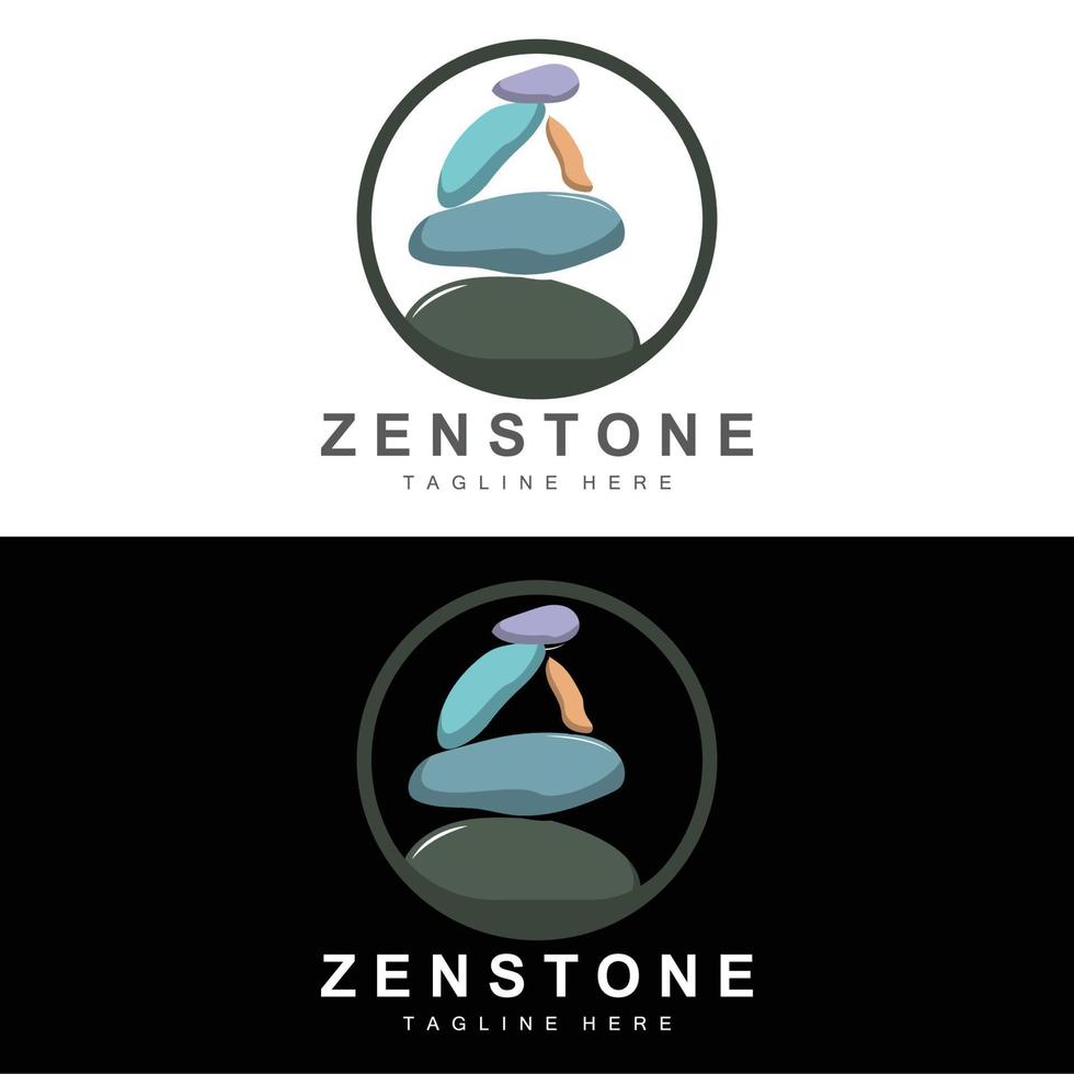 balans steen logo ontwerp, vector behandeling steen, massage steen, heet steen en zensteen, Product merk illustratie