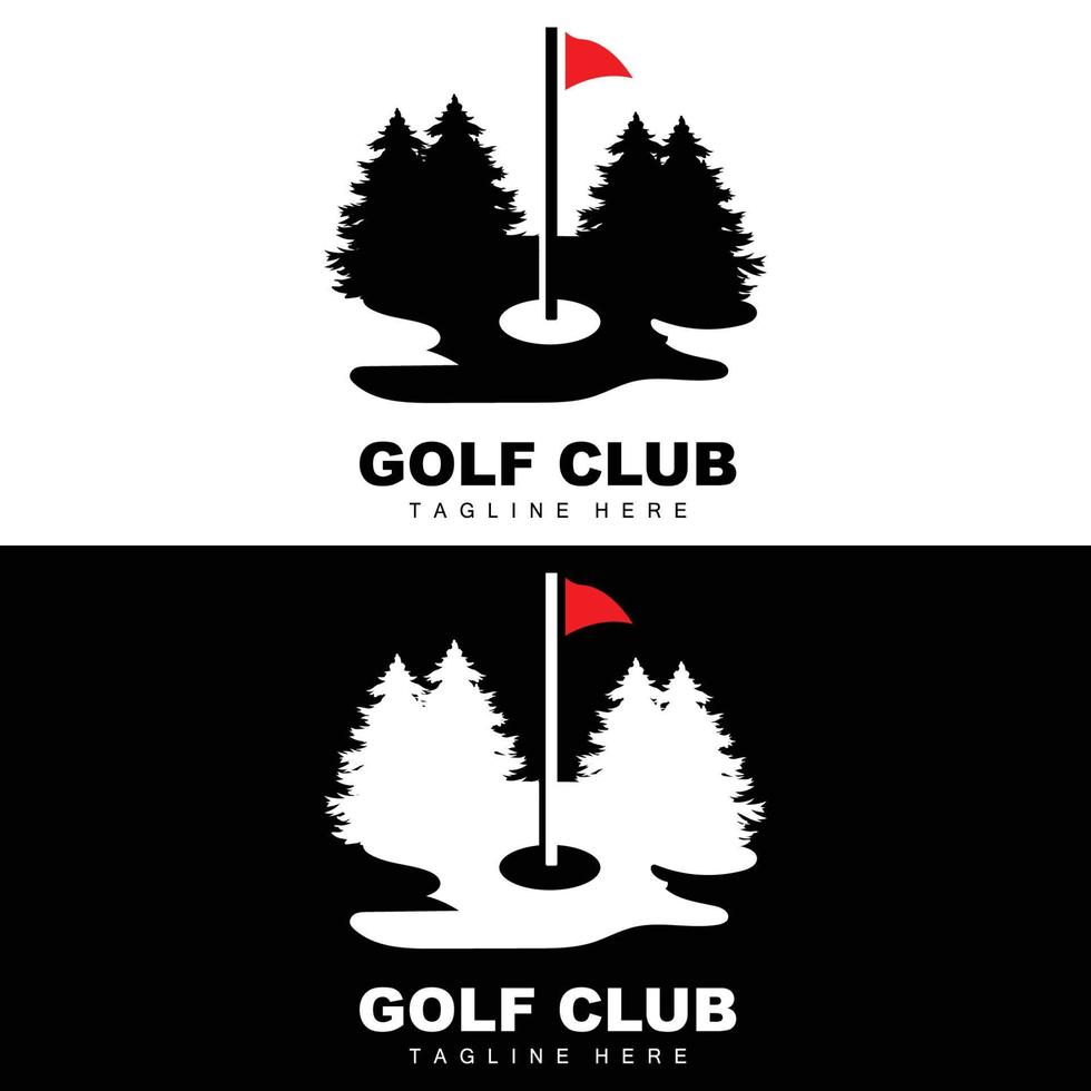 vector pictogram logo golfbal, stick en golfen. buitenspellen, retro concept illustratie