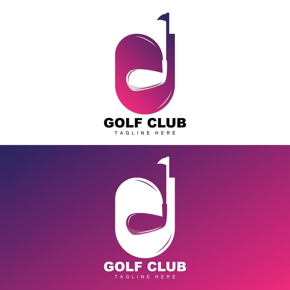 vector pictogram logo golfbal, stick en golfen. buitenspellen, retro concept illustratie