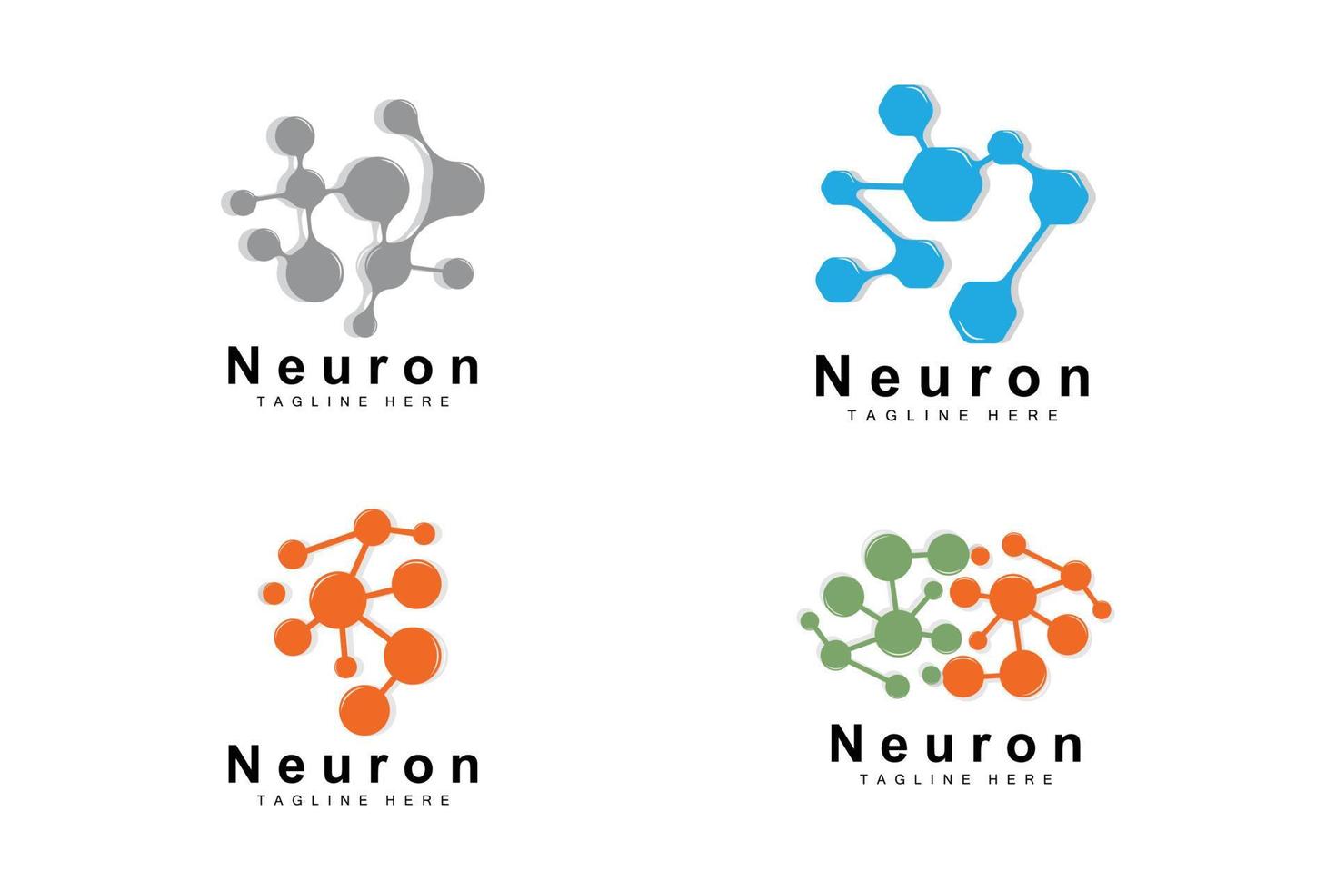 neuron logo ontwerp vector zenuw cel illustratie moleculair dna Gezondheid merk