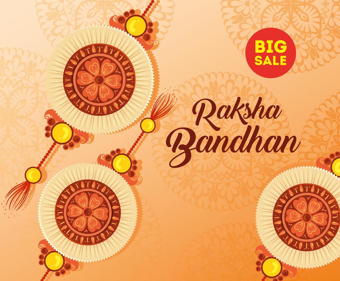 wenskaart met decoratieve set rakhi voor raksha bandhan vector