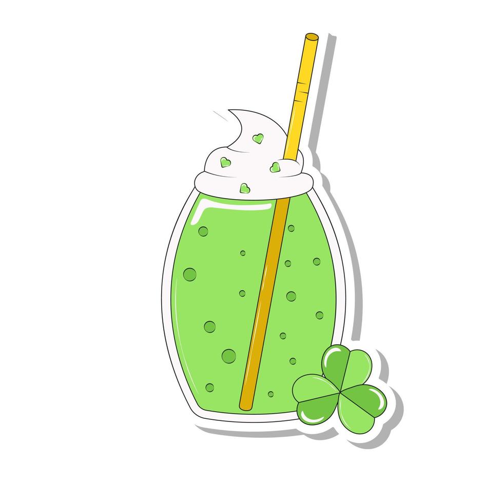 groen cocktail met een rietje voor st patricks dag sticker vector