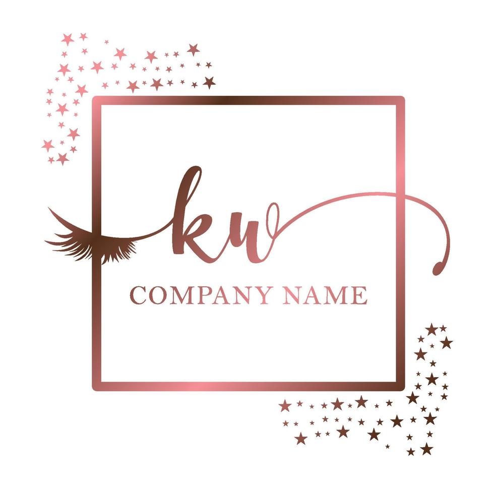 eerste logo kw handschrift Dames wimper bedenken kunstmatig bruiloft modern premie vector