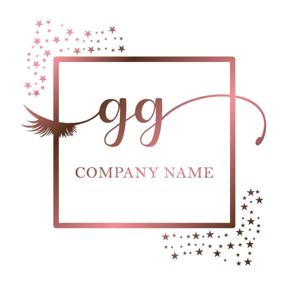eerste logo gg handschrift Dames wimper bedenken kunstmatig bruiloft modern premie vector