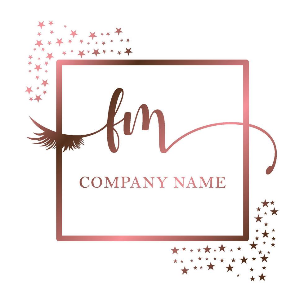 eerste logo fm handschrift Dames wimper bedenken kunstmatig bruiloft modern premie vector