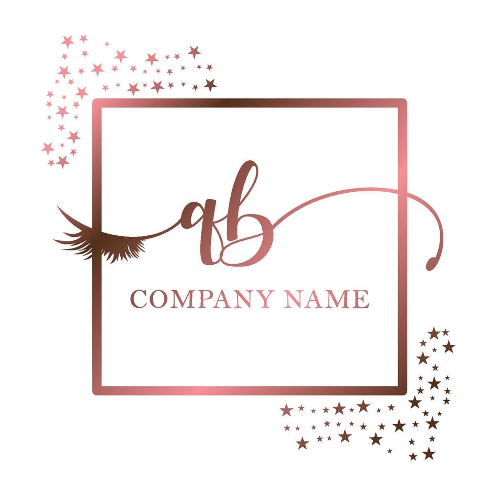 eerste logo qb handschrift Dames wimper bedenken kunstmatig bruiloft modern premie vector