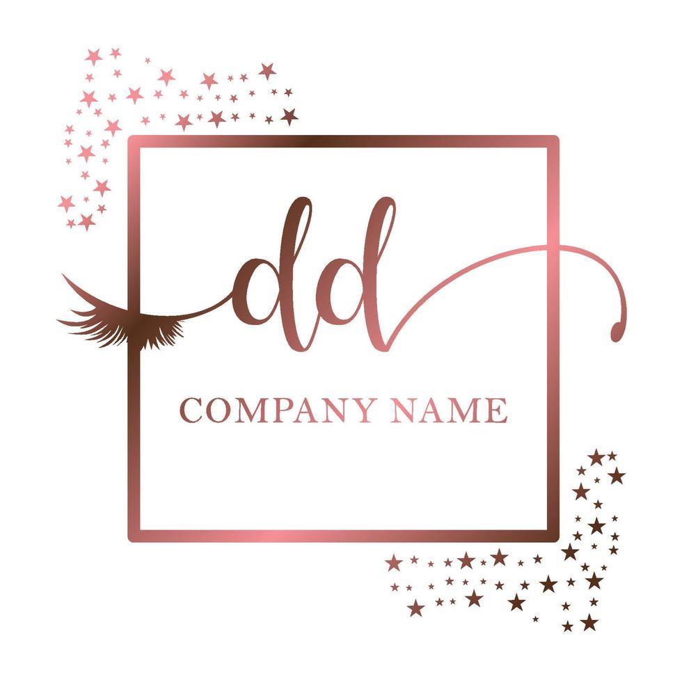 eerste logo dd handschrift Dames wimper bedenken kunstmatig bruiloft modern premie vector