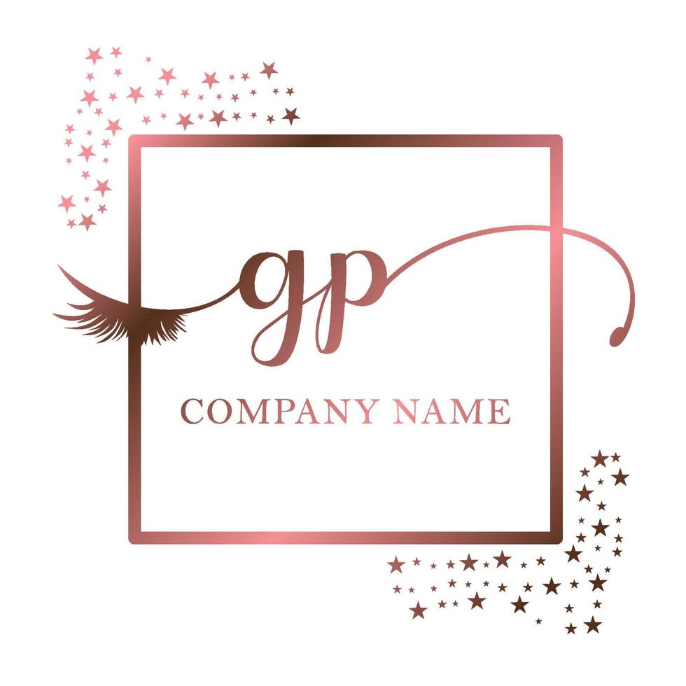 eerste logo gp handschrift Dames wimper bedenken kunstmatig bruiloft modern premie vector